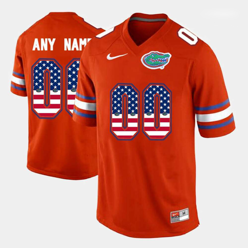 NCAA Florida Gators Customize Men's #00 Nike Orange US Flag Fashion Stitched Authentic College Football Jersey WXW6864NA